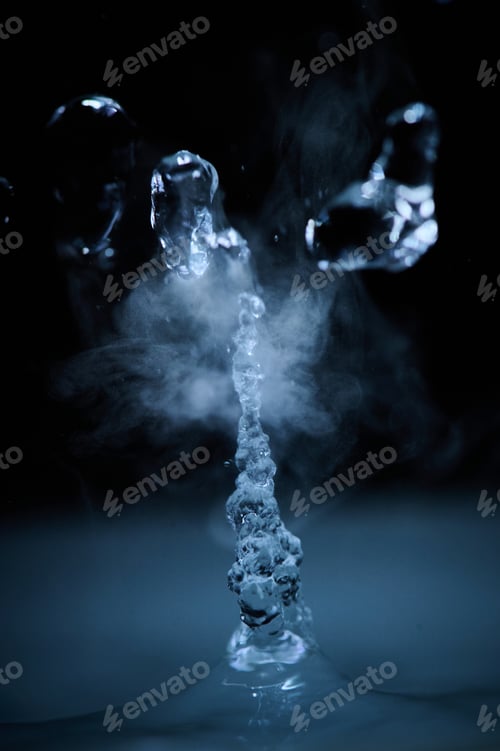 Preview: The process of boiling water, a stream of water shooting out of a humidifier or diffuser taken in