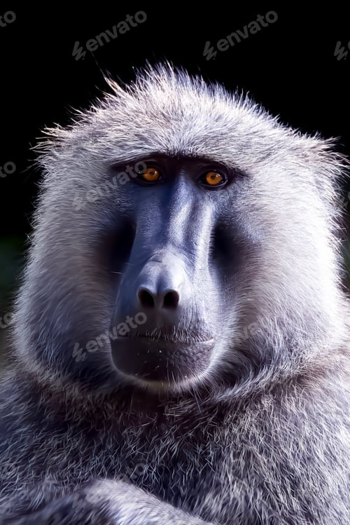 Preview: Vertical shot of a portrait of a Chacma Baboon