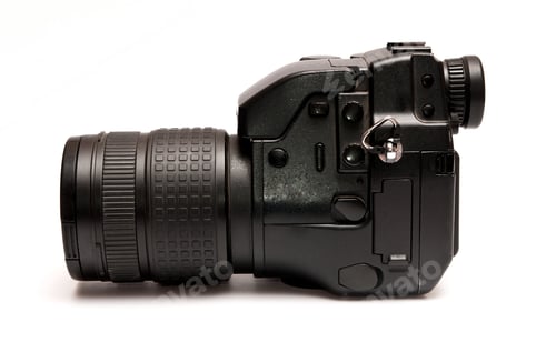Professional Digital Camera on White Background