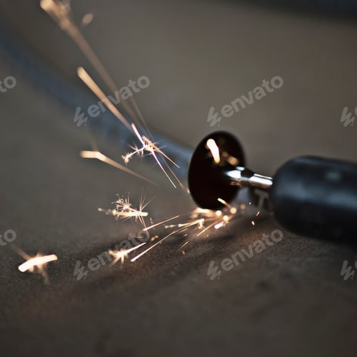 Preview: Small disc cutter creating sparks, close-up