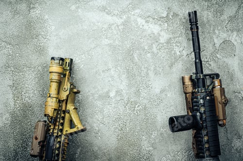 Preview: Modern weapon series. US Army assault rifle, close up
