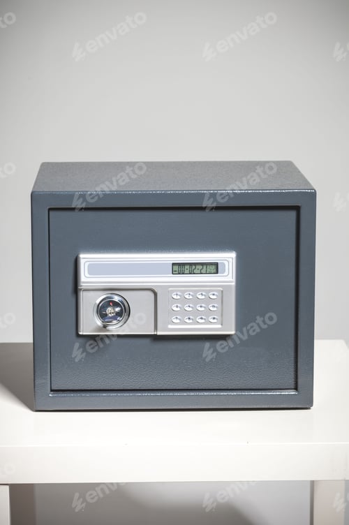 Preview: Closed safe on grey background