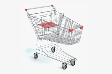 Visualização: Carrinho de compras de arame metálico com assento