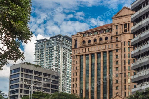 Preview: modern buildings and blue sky in the city centre of Kuala Lumpur