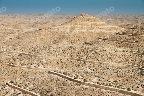 Preview: Lunar landscape in mountains and desert, Matamata, Tunisia