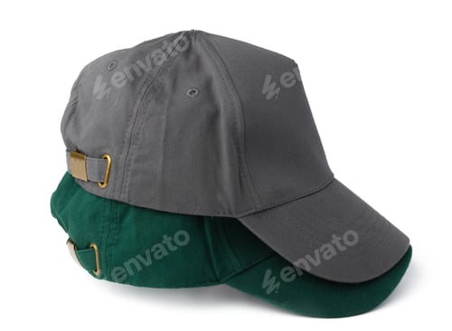 Preview: Stack of baseball caps isolated on white background