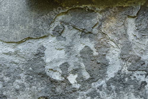 Preview: Old Flaky White Paint Peeling Off A Grungy Cracked Wall. Cracks, Scrapes, Peeling Old Paint And