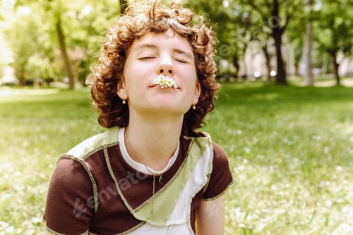 Preview: Portrait attractive teenage girl outdoors in summer