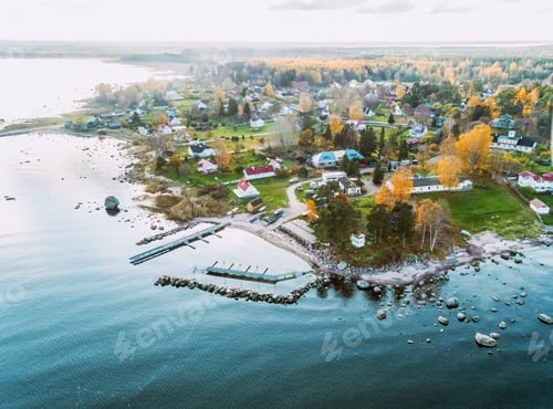 Preview: Aerial of Vergi village in Estonia on the baltic sea