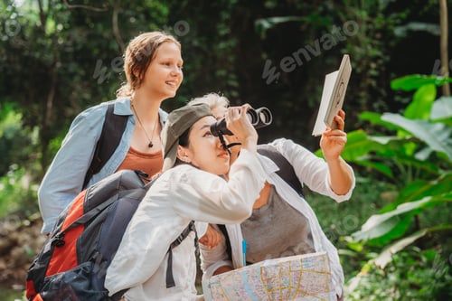 Preview: group of people family enjoy camping outdoor activity with nature, camp site living in happy time