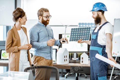 Preview: People working on alternative energy project in the office