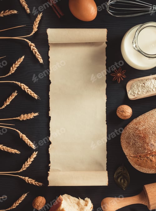 Preview: bread and bakery products on wood