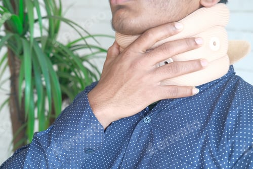 Preview: unrecognized man suffering throat pain close up