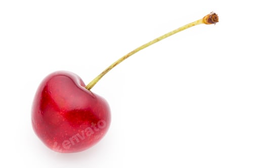 Shiny Red Cherry on a White Background