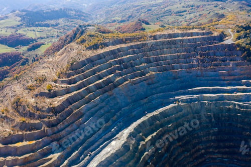 Preview: Aerial view of Rosia Poieni open pit copper mine, Romania