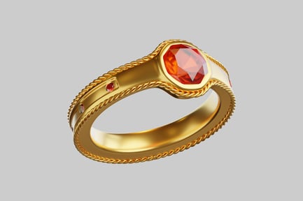 Preview: Ornate Golden Ring with Gem