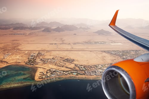 Preview: Beautiful view from plane window on Egypt coast