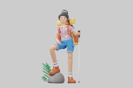Preview: Cartoon hiker character with backpack
