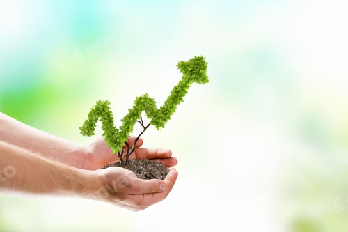 Preview: Image Of Human Hands Holding Plant Shaped Like Arrow