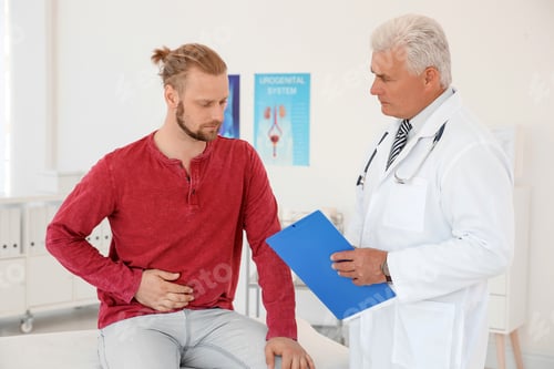Preview: Man with health problems visiting urologist at hospital