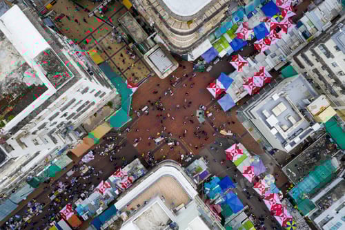 Preview: Sham Shui Po, Hong Kong 07 May 2019: Aerial view of Hong Kong city