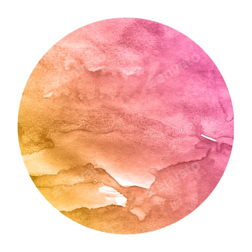 Preview: Warm orange hand drawn watercolor circular frame background texture with stains