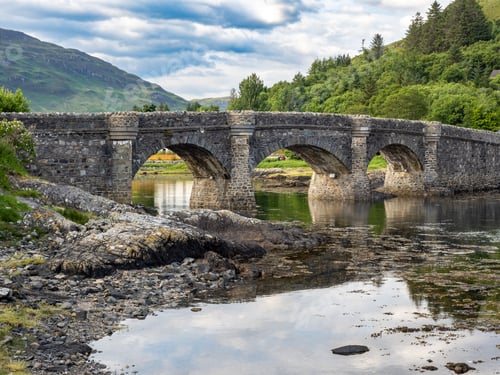 Preview: Eilean donan castle stone bridge, Scotland,