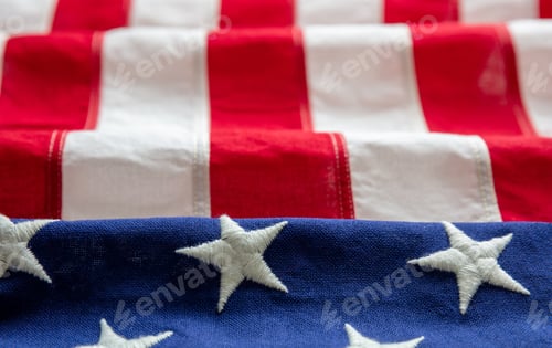Preview: USA flag, US of America sign symbol background, closeup view