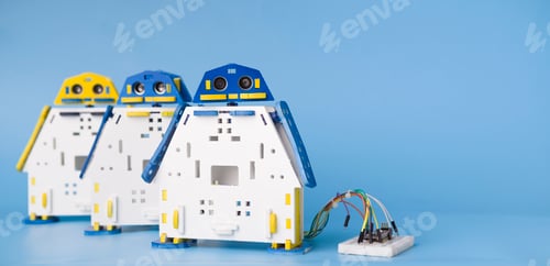 Preview: Set of electronics components connected to circuit board