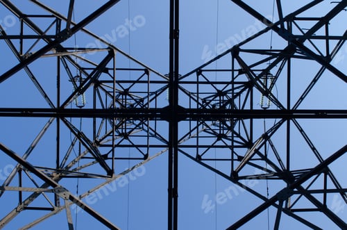 Preview: Metal Power Line Structure Against Blue Sky
