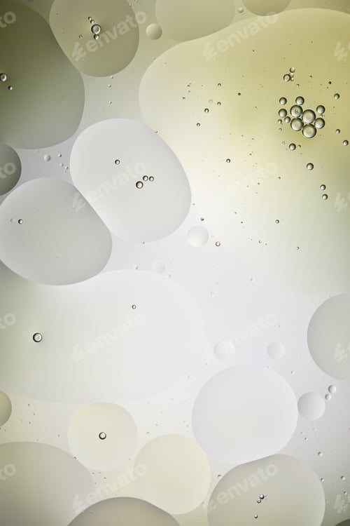 Preview: texture from mixed water and oil bubbles in light green and grey color