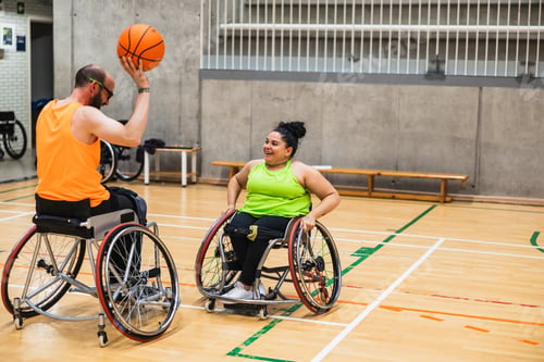 Preview: Wheelchair basketball players enjoying inclusive sports activity