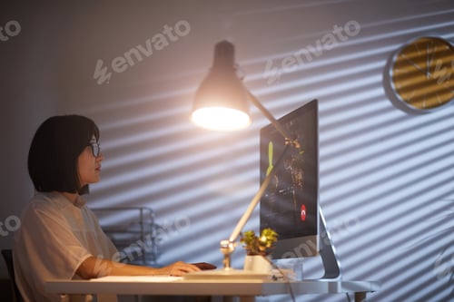 Preview: Woman working till late at office