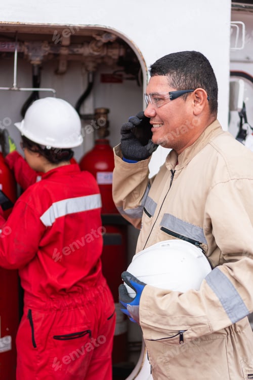 Preview: Workers in Hard Hats Discuss Operations