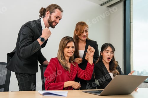 Preview: Group of professional business people are working in conference room.