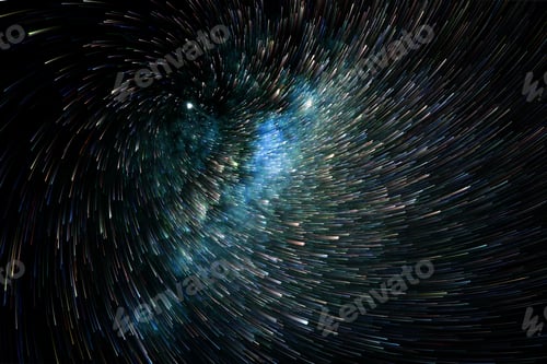 Preview: Long exposure of swirling light sparks on a dark background