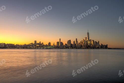 Preview: The skyline of downtown Manhattan before sunrise