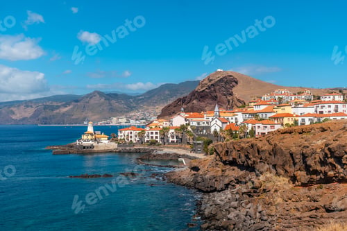 Preview: Coastal village of Canical in Madeira. Fishing port, Machico near Ponta de Sao Lourenco