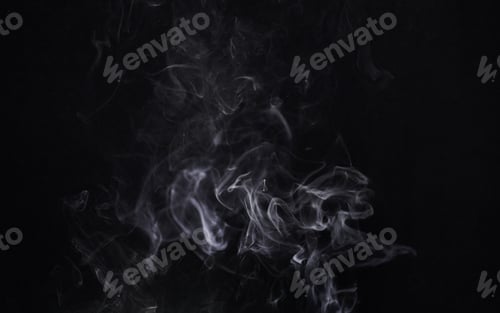 Preview: Smoke, cigarette and dark or black background with pattern, texture and mockup for abstract art of