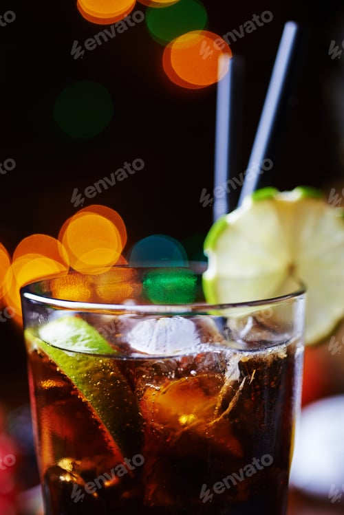Preview: strong alcohol cocktail or lemonade with decoration.
