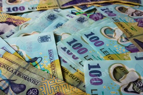 Preview: Stack of LEI Romanian Currency in closeup