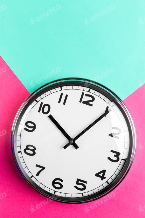 Preview: Wall Clock on color background. creative photo.