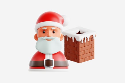 Preview: 3D Santa Claus with Snow-Covered Chimney Illustration