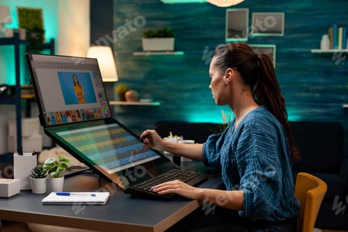 Preview: Graphic software editor working on touchpad monitor