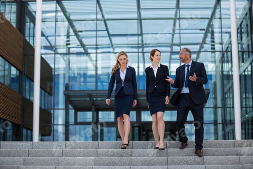 Preview: Businesspeople climbing down the steps