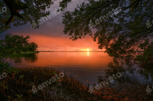 Preview: Beautiful shot of a bright sunset sky over Tampa Bay