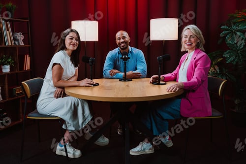 Preview: People recording a podcast interview in studio