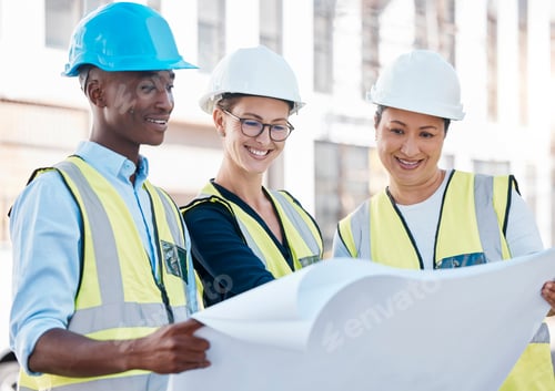 Preview: Planning, construction and architects with a blueprint for building, engineering and vision for ind
