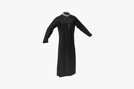 Preview: Black dress with white collar and cross pendant