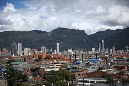 Preview: View of the city of Bogota in Columbia on a cloudy day background